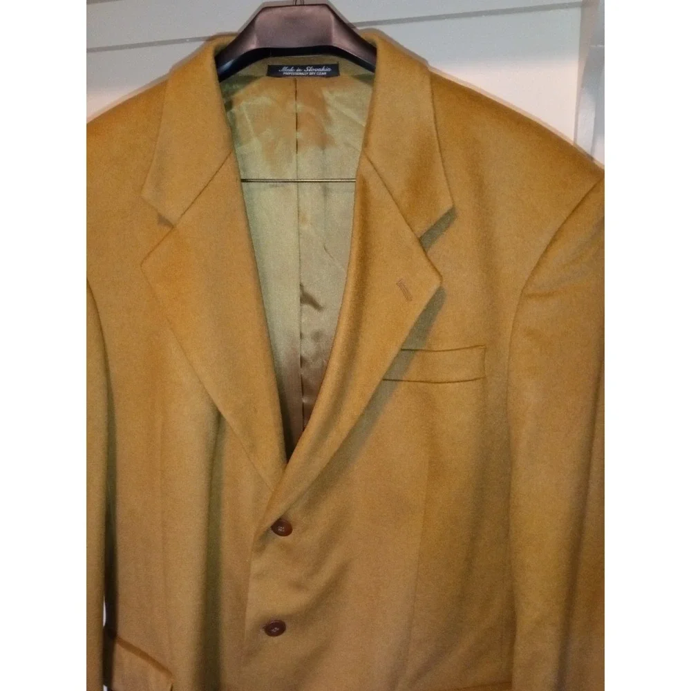 Pure Cashmere Blazer Sports Coat Suit Jacket Three Button Men's size‎ 43 L Brown